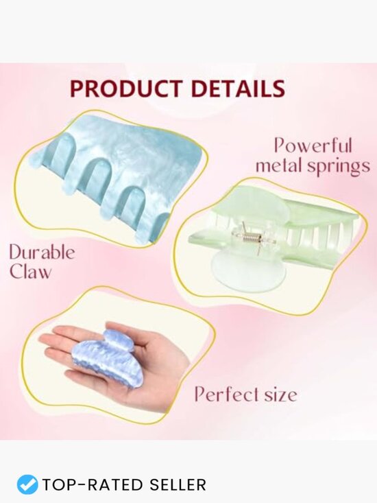 8 Acrylic Hair Claw Clips for Women Non Slip Strong Hold Thick Thin Hair Bulk